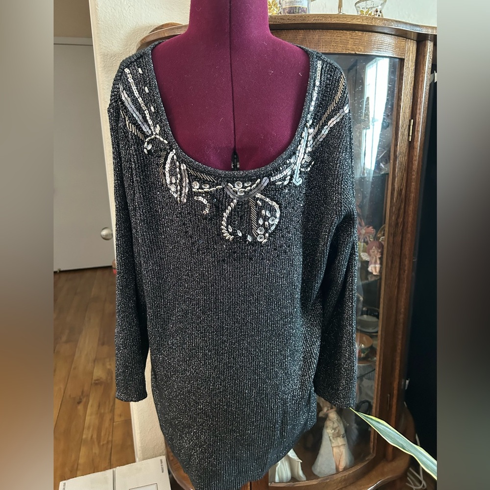 Black Beaded Sweater
